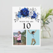 ロイヤルブルー・ホワイト・シルバー・メタリック・テーブル・ナンバー・カード 招待状 (スタンド正面)