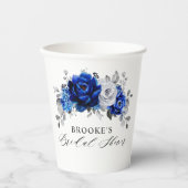 ロイヤルブルー ホワイト シルバー メタリック ブライダル シャワー 紙コップ (正面)