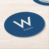 ロイヤルブルー モノグラム パーソナルパーティー ラウンドペーパーコースター (アングル)