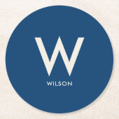 ロイヤルブルー モノグラム パーソナルパーティー ラウンドペーパーコースター (正面)