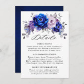 ロイヤルブルー ライラック パープル フラワー ウェディング 詳細 エンクロージャーカード (正面/裏面)