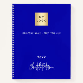 ロイヤルブルー 白 モノグラム ビジネス ロゴ ノートブック