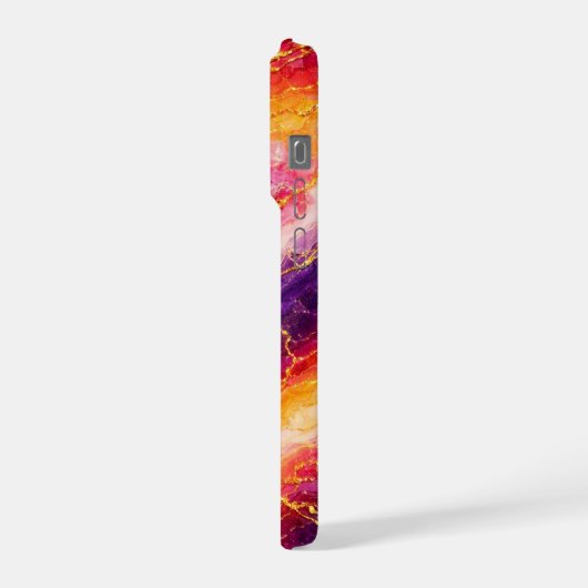 ロイヤルプラムとラズベリーの大理石ゴールドベイニング iPhoneケース (左側面)
