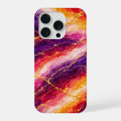 ロイヤルプラムとラズベリーの大理石ゴールドベイニング iPhoneケース (裏面)