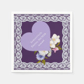 ロイヤルプラムとレースのブライダルシャワー スタンダードカクテルナプキン (正面)