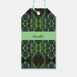 ロイヤルプラムジ - 豪華なクジャクの羽根模様 ギフトタグ