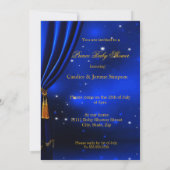 ロイヤルプリンスベイビーシャワー ブルー ゴールド チェア 招待状 (裏面)