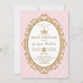 ロイヤルプリンセスクラウンピンクゴールドベビーシャワー招待状 招待状 (正面)
