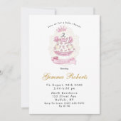 ロイヤルプリンセスピンク 女の子のベビーシャワー 招待状 (正面)