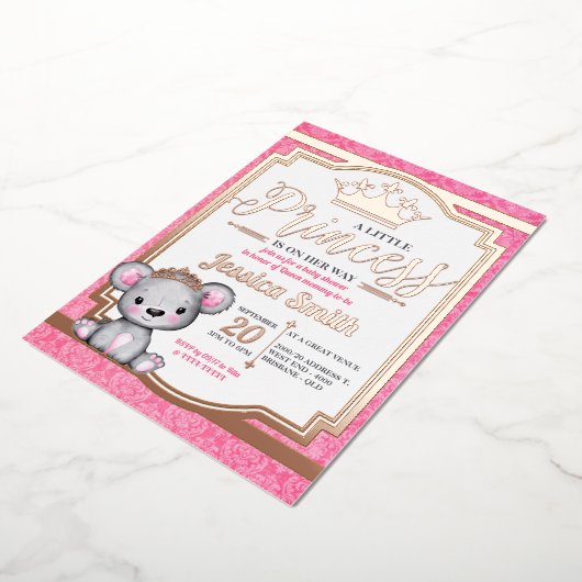 ロイヤルプリンセスベイビーシャワー箔張り招待状 箔招待状 (回転した状態)