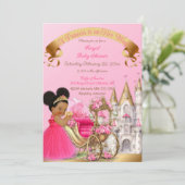 ロイヤルプリンセス城の馬車ピンクゴールドの女の子 招待状 (スタンド正面)