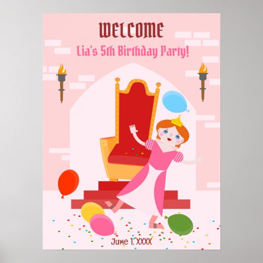 ロイヤルプリンセス女子誕生日パーティー ポスター (正面)