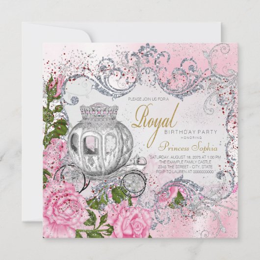ロイヤルプリンセス誕生日パーティー 招待状 (正面)