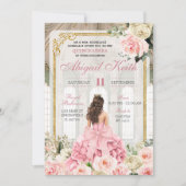 ロイヤルボールルーム ローズゴールド ボウ コケッタ キンセアニエラ 招待状 (正面)