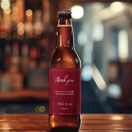 ロイヤルレッドとブルーの結婚式テーマ ビールラベル