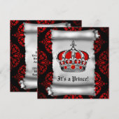 ロイヤルレッドプリンスベビーシャワー招待状 招待状 (正面/裏面)