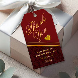 ロイヤルレッド　結婚式のお礼　サンキュータグ ギフトタグ