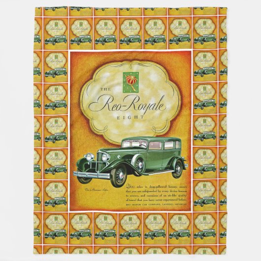 ロイヤル8自動車広告 フリースブランケット (正面)