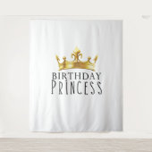 ロイヤル ゴールド クラウン 誕生日 プリンセス パーティー タペストリー (正面)