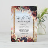 ロイヤル シルバー フラワーズ ローズ ゴールド フレーム 招待状 (スタンド正面)