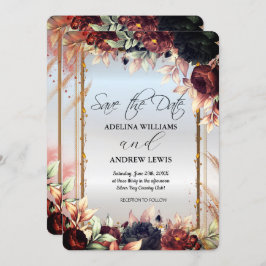 ロイヤル シルバー フラワーズ ローズ ゴールド フレーム 招待状