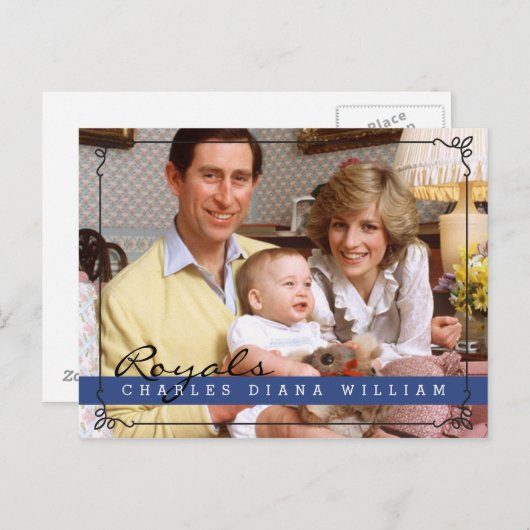 ロイヤル・チャールズ・ダイアナとウィリアム ポストカード (正面/裏面)