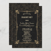 ロイヤル フルール・ド・リス アートデコ 1920年代エンゲージメントパーティ 招待状 (正面/裏面)