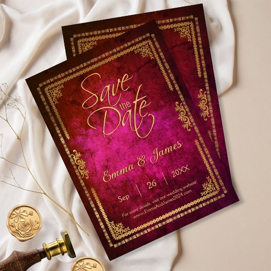 ロイヤル マジェンタ ヴィンテージ フェアリーテイル ブックカバー セーブザデート