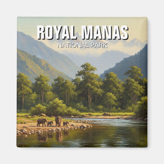 ロイヤル・マナス国立公園の象 マグネット (正面)
