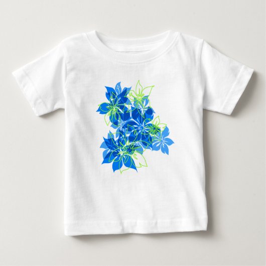 ロウアルハイビスカスハワイアン迷彩柄トロピカル ベビーTシャツ (正面)