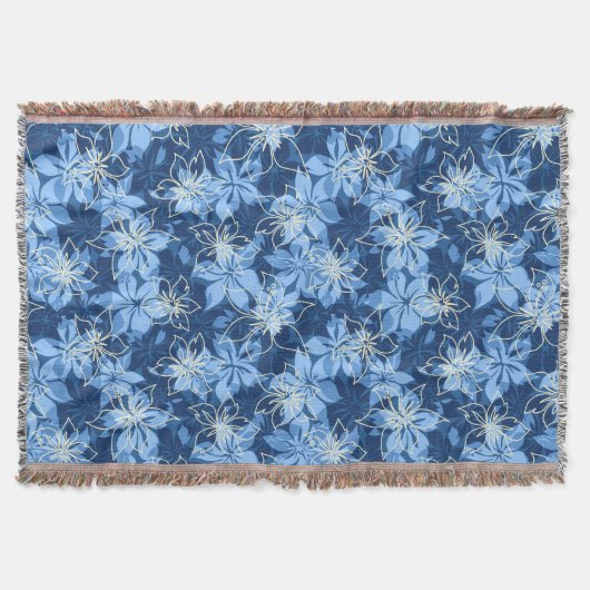 ロウアルハイビスカスハワイアン迷彩柄ブランケット スローブランケット (正面)