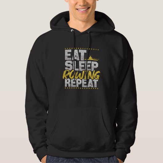 ロウイング Eat Sleep Repeat ボート漕ぎ 趣味のボート パーカ (正面)