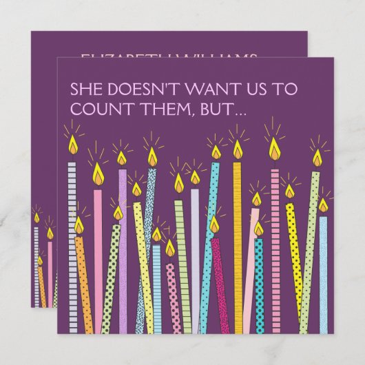 ロウソクが多すぎます！誕生日パーティーの招待 招待状 (正面/裏面)