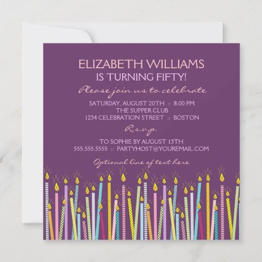 ロウソクが多すぎます！誕生日パーティーの招待 招待状 (裏面)