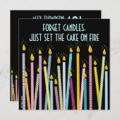 ロウソクが多すぎる!誕生日パーティーの招待 招待状 (正面/裏面)