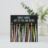 ロウソクが多すぎる!誕生日パーティーの招待 招待状 (スタンド正面)