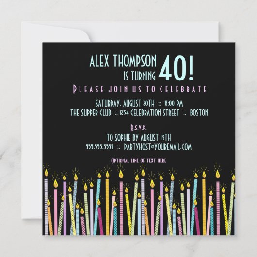 ロウソクが多すぎる！誕生日パーティーの招待 招待状 (裏面)