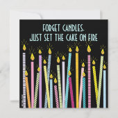 ロウソクが多すぎる！誕生日パーティーの招待 招待状 (正面)