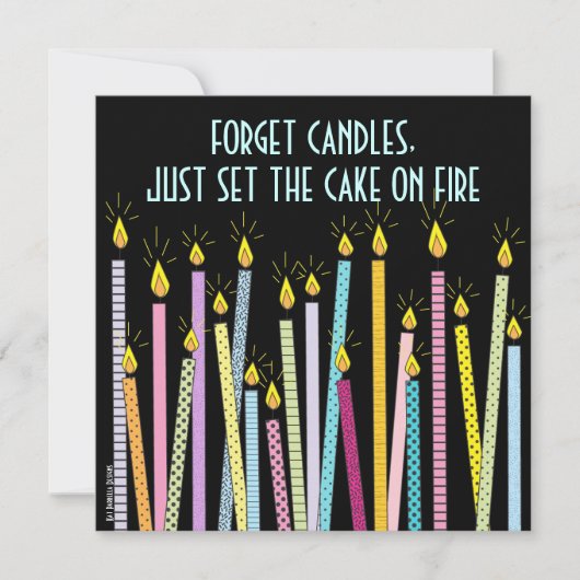 ロウソクが多すぎる!誕生日パーティーの招待 招待状 (正面)