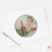 ロウソクで温めるヴィンテージクリスマスエンジェル ラウンドシール (封筒)