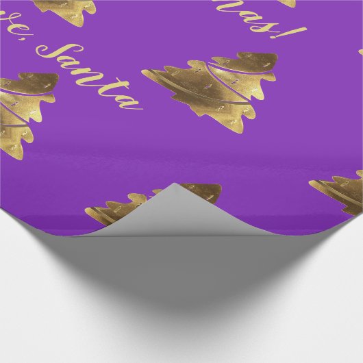 ロウソクのある黄金のメリークリスマスツリーエレガント ラッピングペーパー (角)