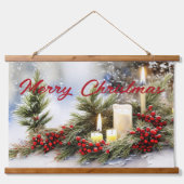 ロウソクの実とモミ 吊り下げ型タペストリー (正面)