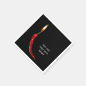 ロウソクの炎の誕生日を持つ赤い唐辛子 スタンダードカクテルナプキン (角)