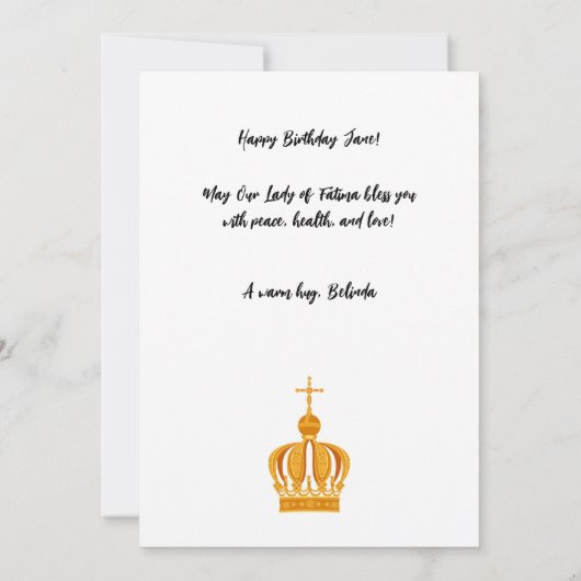 ロウソクの誕生日のファティマの女神 (裏面)