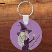 ロウソクを持つ紫の魔女 キーホルダー (正面)
