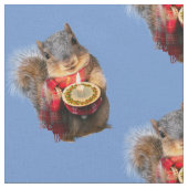 ロウソクを持つ雪のりす ファブリック (クローズアップ)