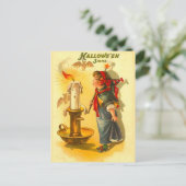 ロウソク付き可愛いハロウィーンの魔女 ポストカード (スタンド正面)