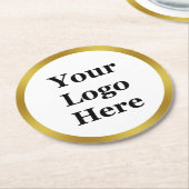 ロエレガントゴのフェイク金ゴールド ラウンドペーパーコースター (アングル)