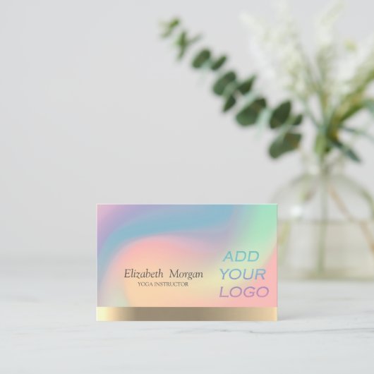 ロエレガントゴグラデーションをホログラフィックに追加 名刺 (スタンド正面)