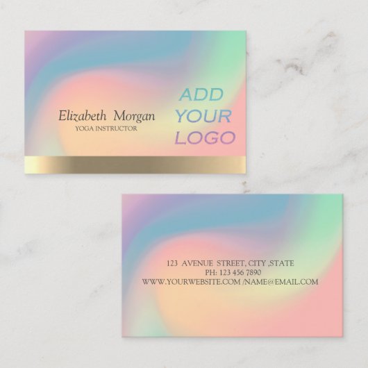 ロエレガントゴグラデーションをホログラフィックに追加 名刺 (正面/裏面)